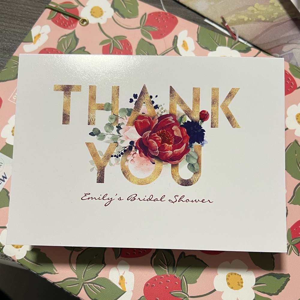 24 Thank You Cards - “Emily’s Bridal Shower”